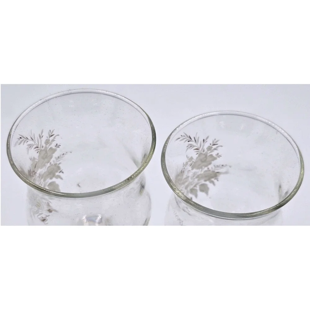 50th Anniversary Etched Votive Candle Long Stem Pair Floral Gold Tone Vintage